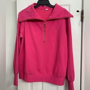 Ladies Pink Half-Zip Pullover Medium